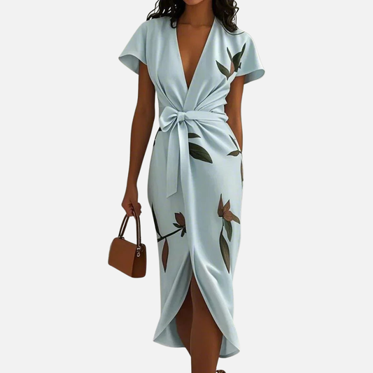 Women's Boho Summer Wrap Dress Belted