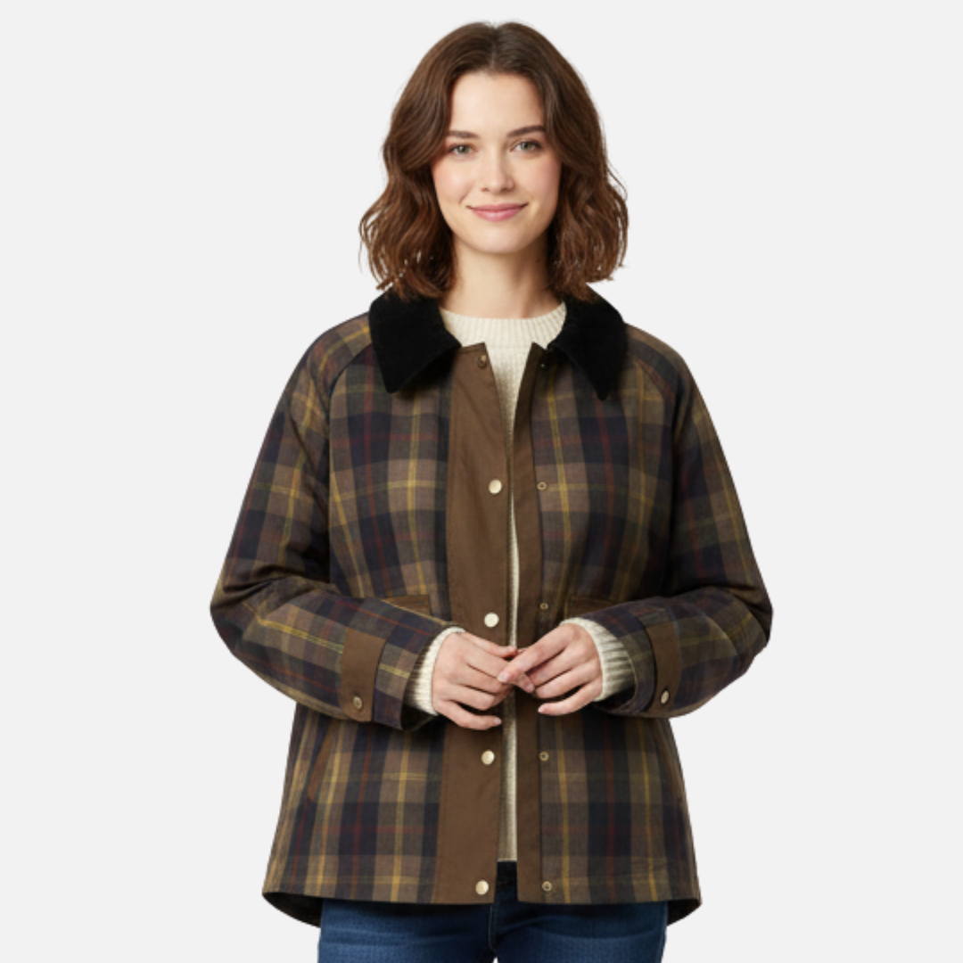 Women’s Warm Plaid Jacket with Collar
