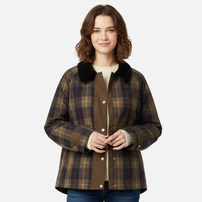 Women’s Warm Plaid Jacket with Collar
