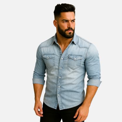 Men’s Denim Shirt – Casual Button Denim Shirt