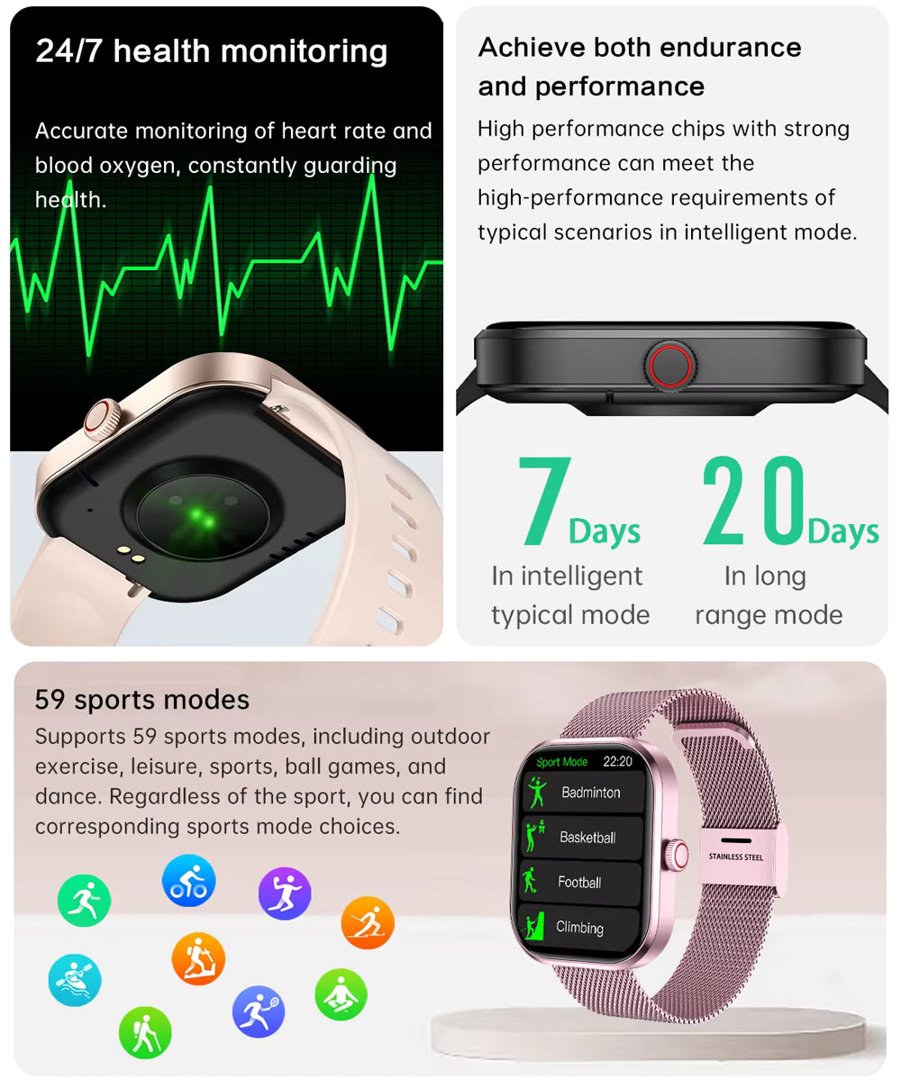 2025 Health Smartwatch BP+ECG+HRV+BG Monitor with SpO2, Heart Rate, Sleep & Fitness Tracking 3