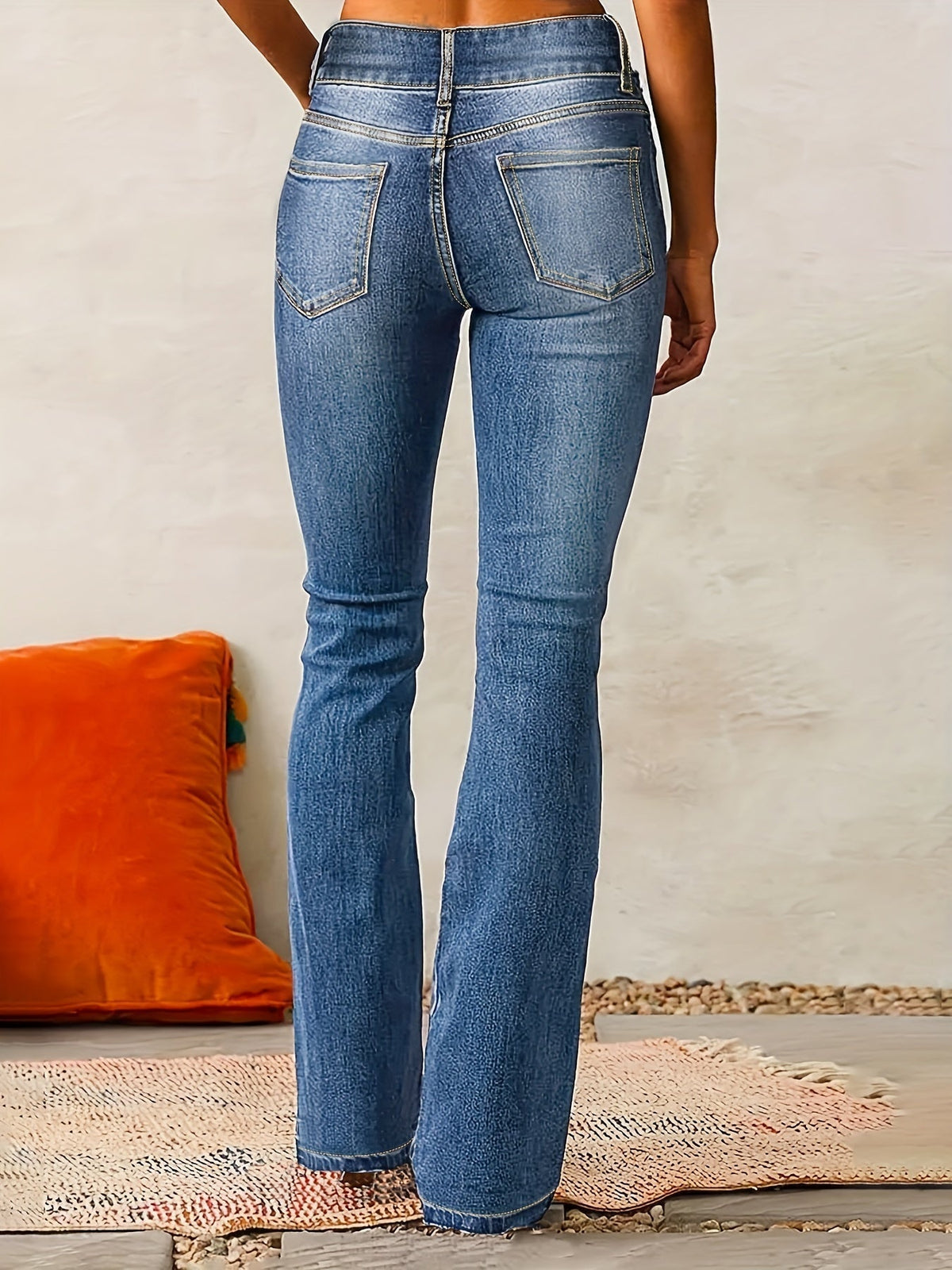Women's Flared Jeans – High-Rise, Double-Button Waist