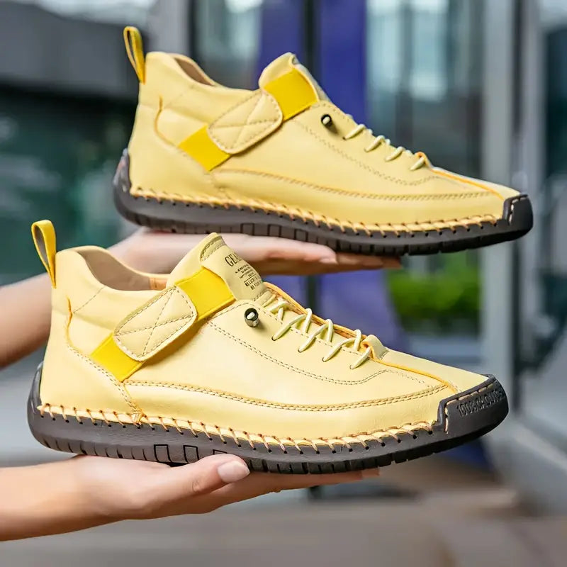 Men's Leather Casual Sneakers with Strap