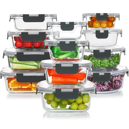 24-Piece Airtight Glass Food Storage Set - PurePreserve 0