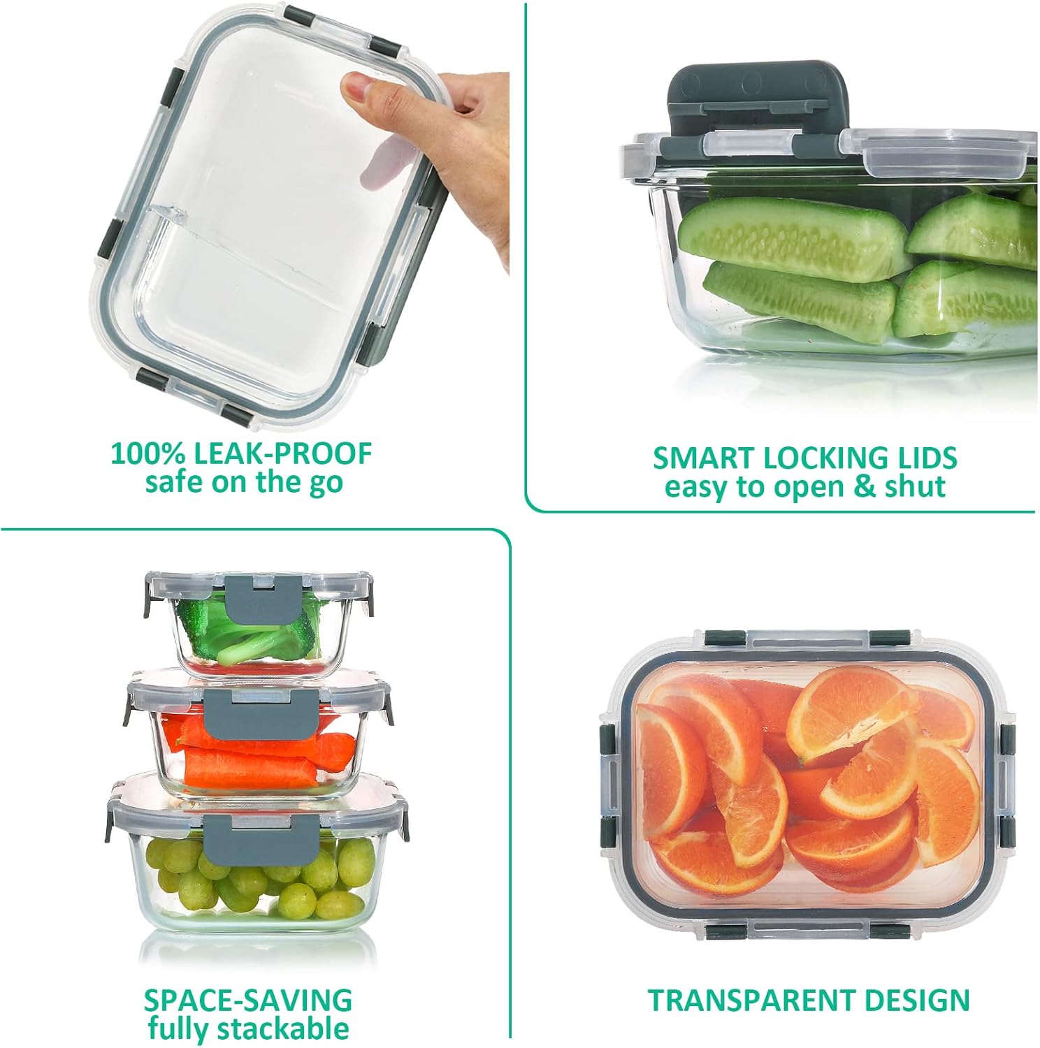 24-Piece Airtight Glass Food Storage Set - PurePreserve 3