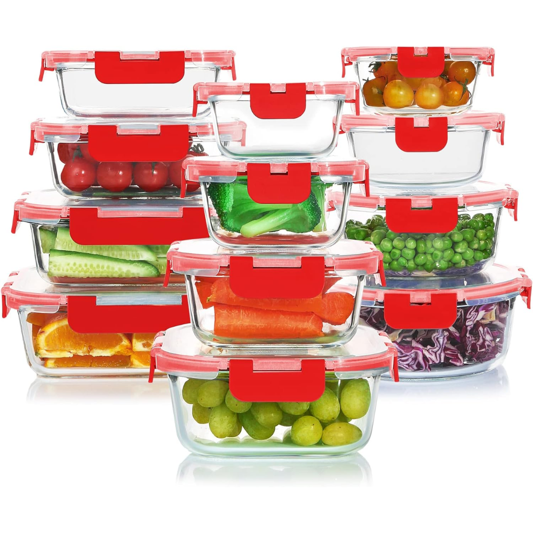 24-Piece Airtight Glass Food Storage Set - PurePreserve 6