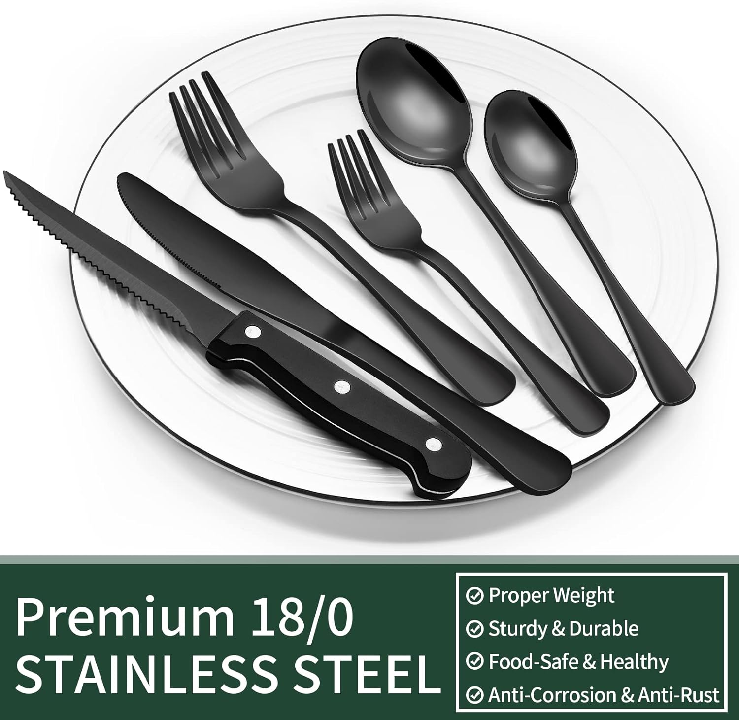 24-Piece Black Stainless Steel Cutlery Set 3