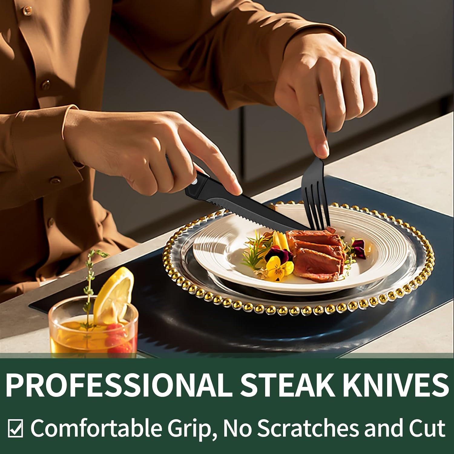 24-Piece Black Stainless Steel Cutlery Set 4