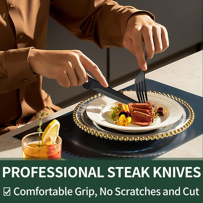 24-Piece Black Stainless Steel Cutlery Set 4