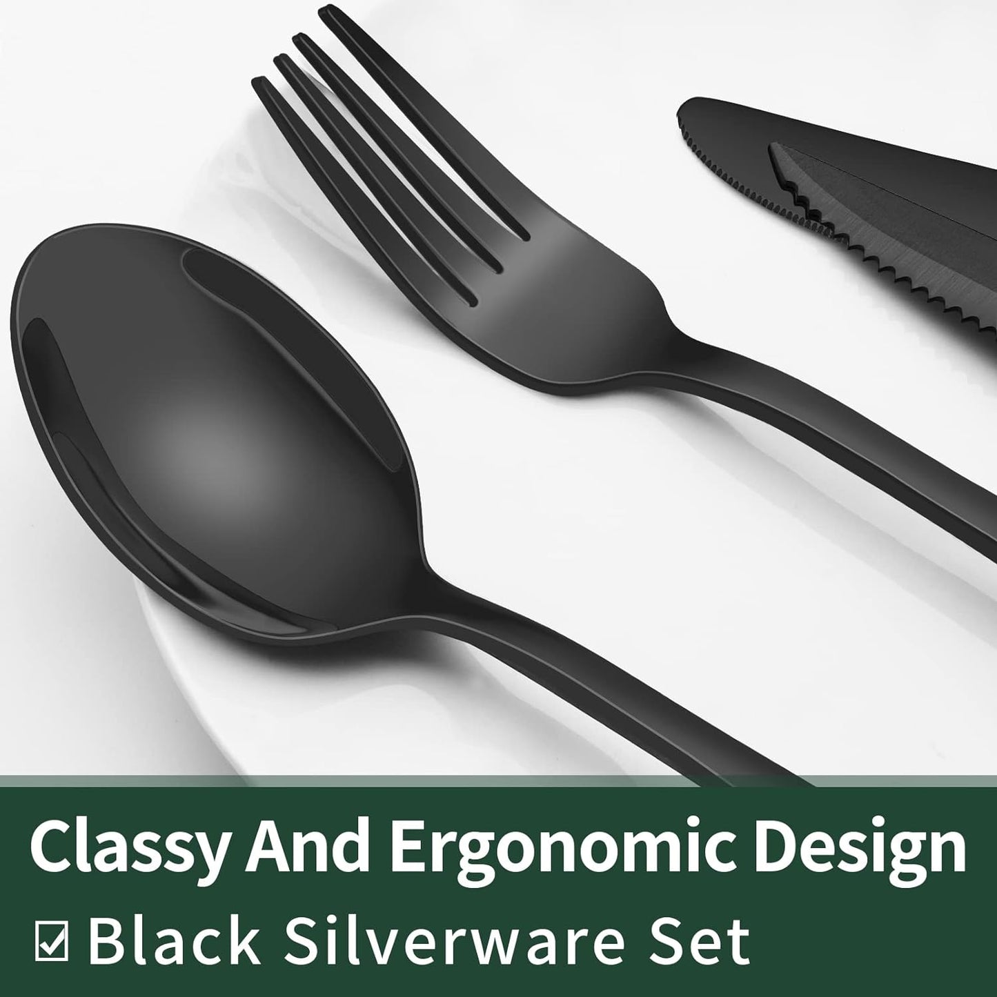 24-Piece Black Stainless Steel Cutlery Set 5