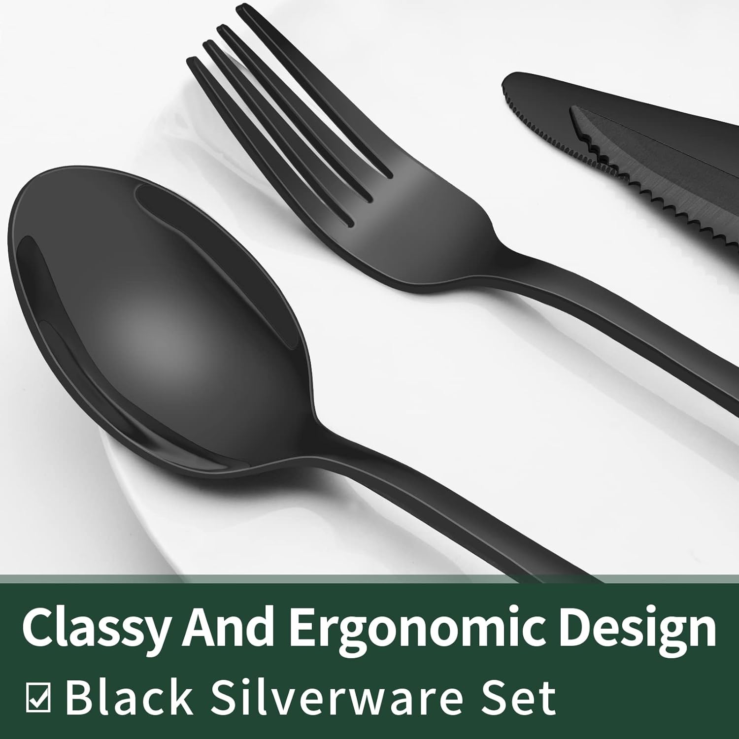 24-Piece Black Stainless Steel Cutlery Set 5
