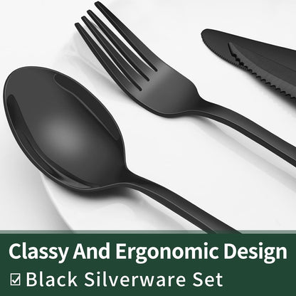 24-Piece Black Stainless Steel Cutlery Set 5