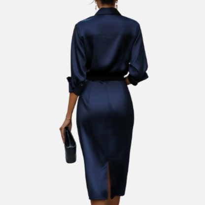 Amelia | Elegant Satin Midi Dress