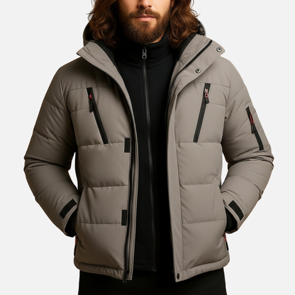 Men’s Waterproof Winter Puffer Jacket – Warm Insulated Hooded