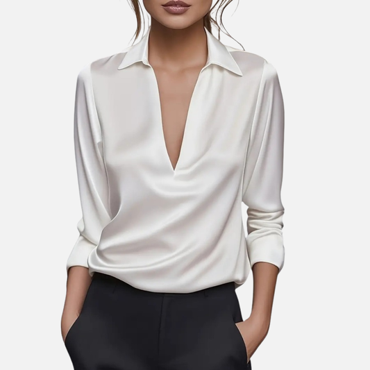 Women’s Elegant Draped Satin Blouse