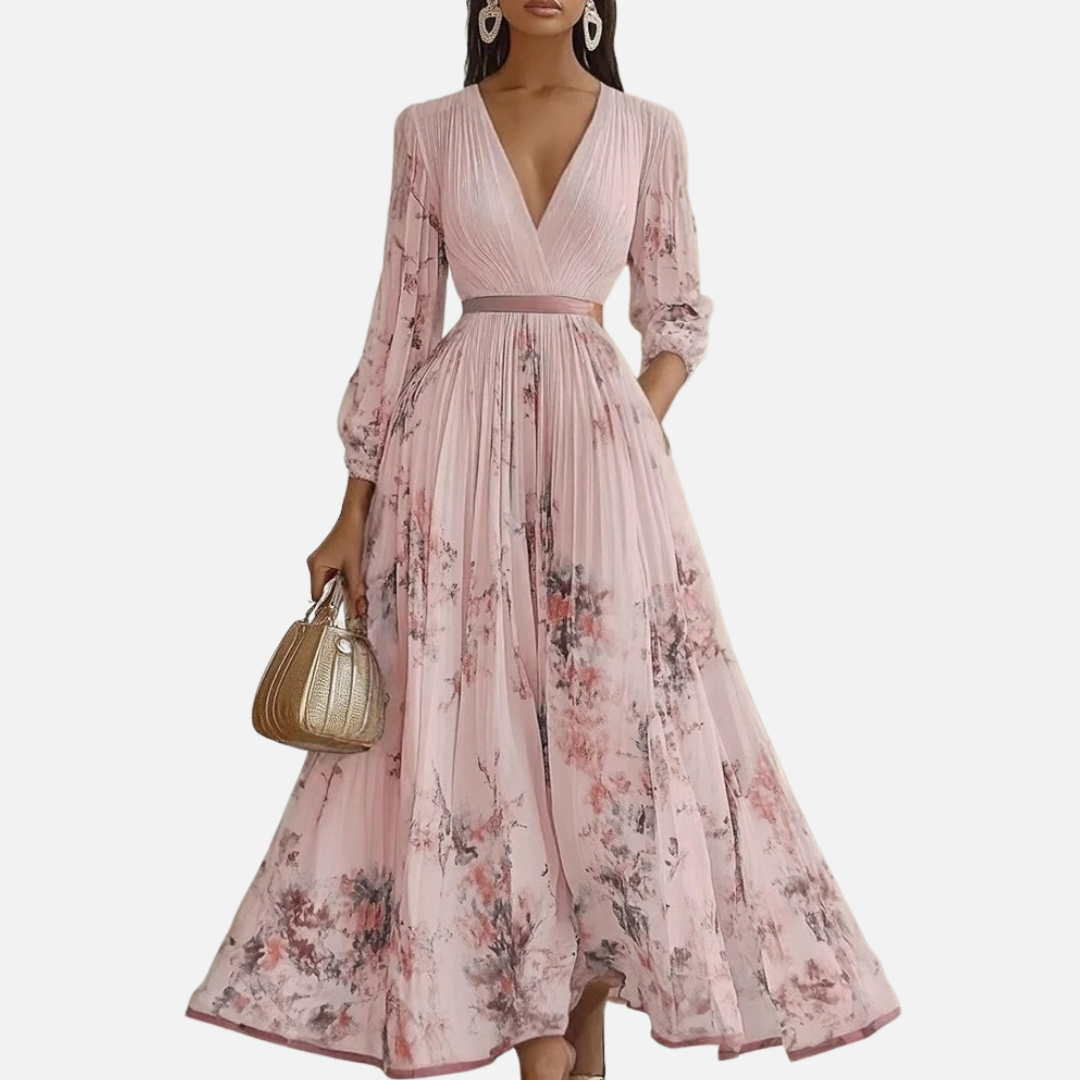 Women's Floral Pleated Midi Dress