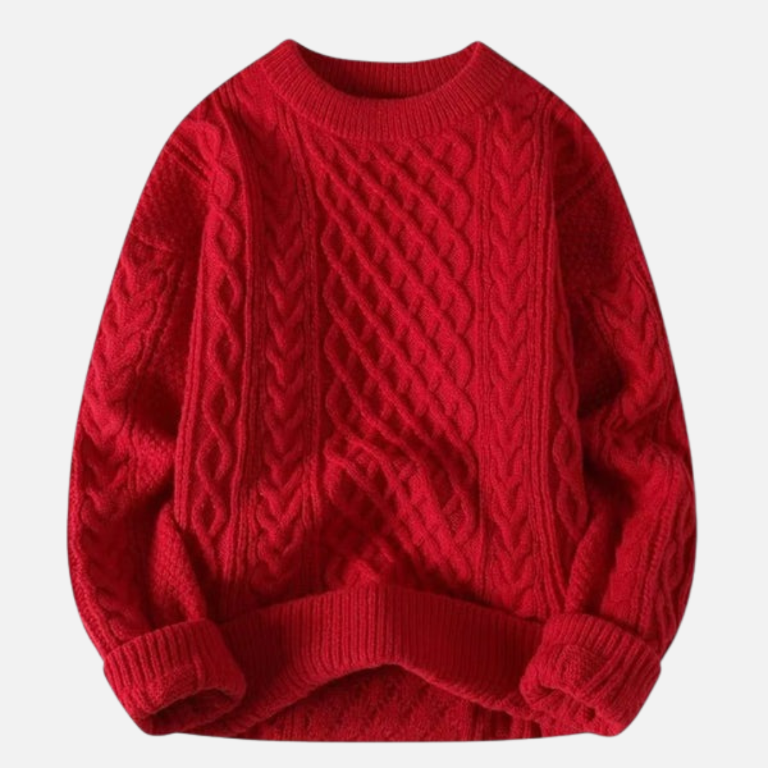 Men's Classic Cable Knit Sweater – Chunky Textured Pullover
