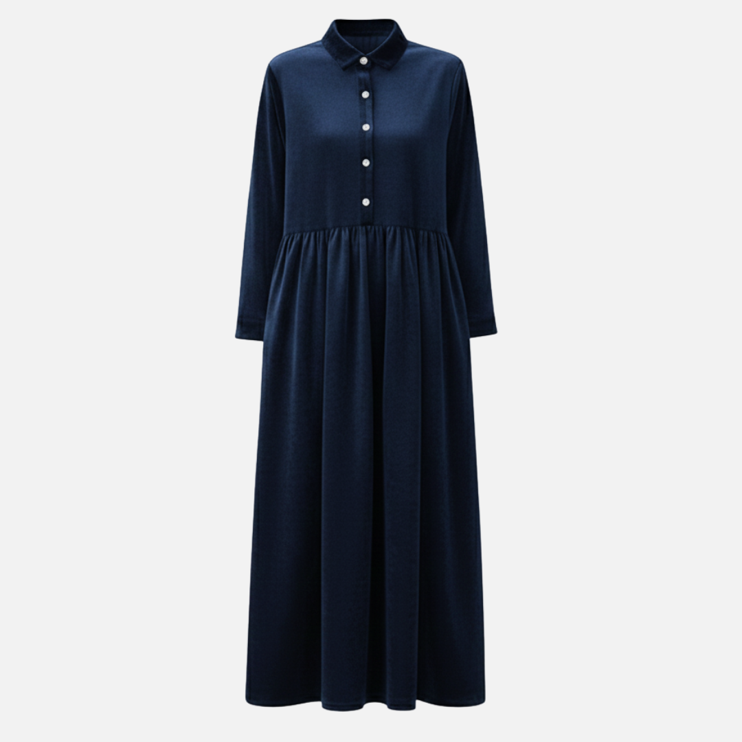 Women’s Long Sleeve Button Front Maxi Dress