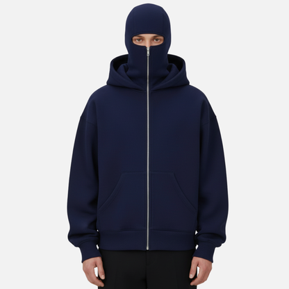 Men’s Full Zip Balaclava Hoodie – Streetwear Tech Fleece Jacket