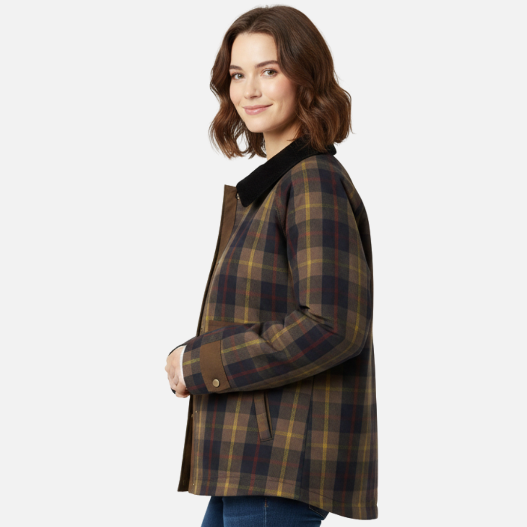 Women’s Warm Plaid Jacket with Collar