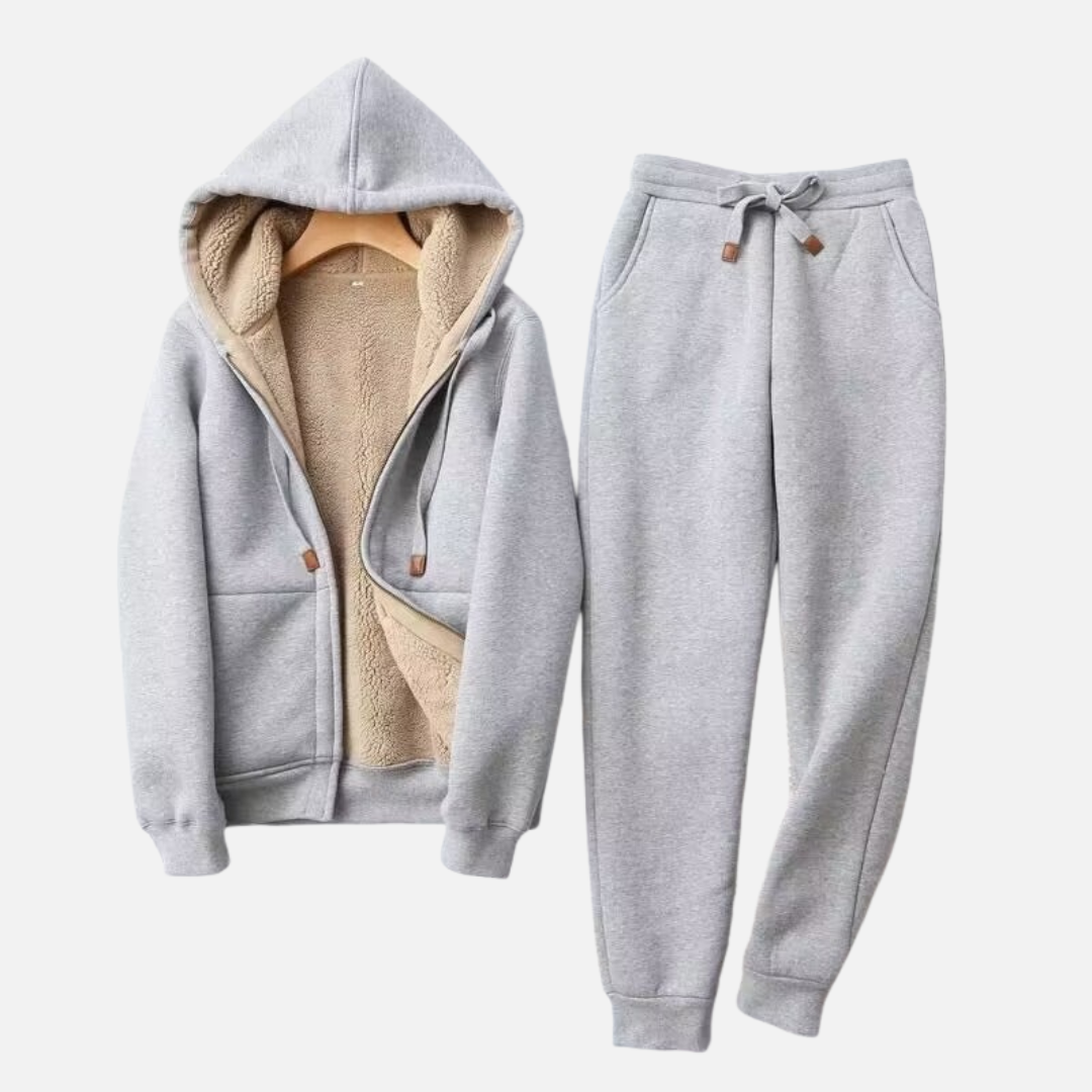 Women’s Fleece Lined Hoodie & Jogger Set – Cozy Winter Tracksuit