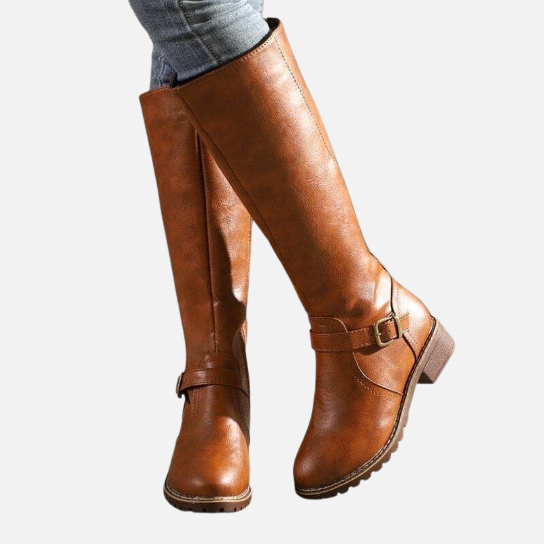 Classic Buckle High Boots for Women