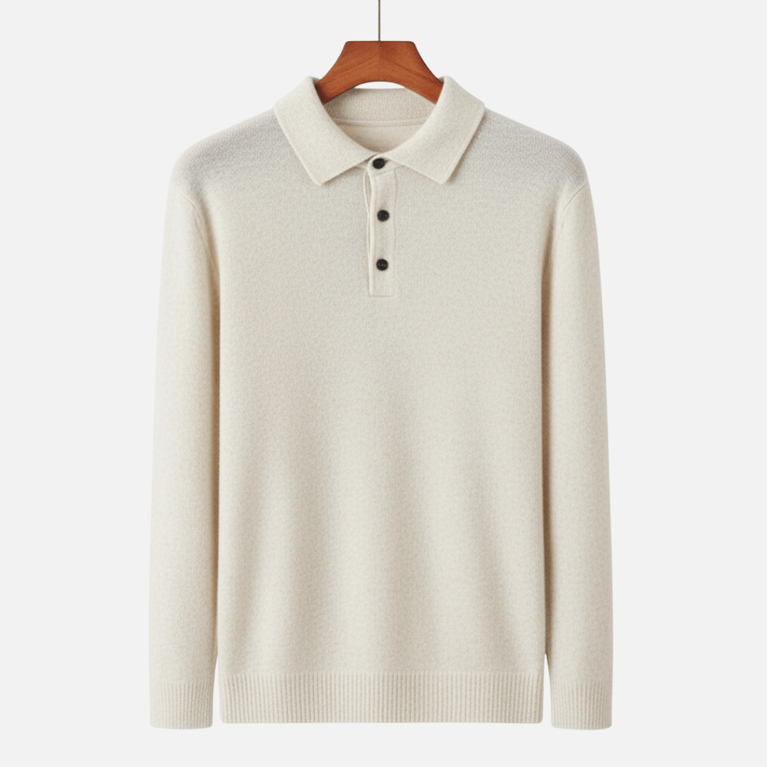 Long Sleeve Merino Wool Polo Jumper