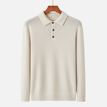 Long Sleeve Merino Wool Polo Jumper
