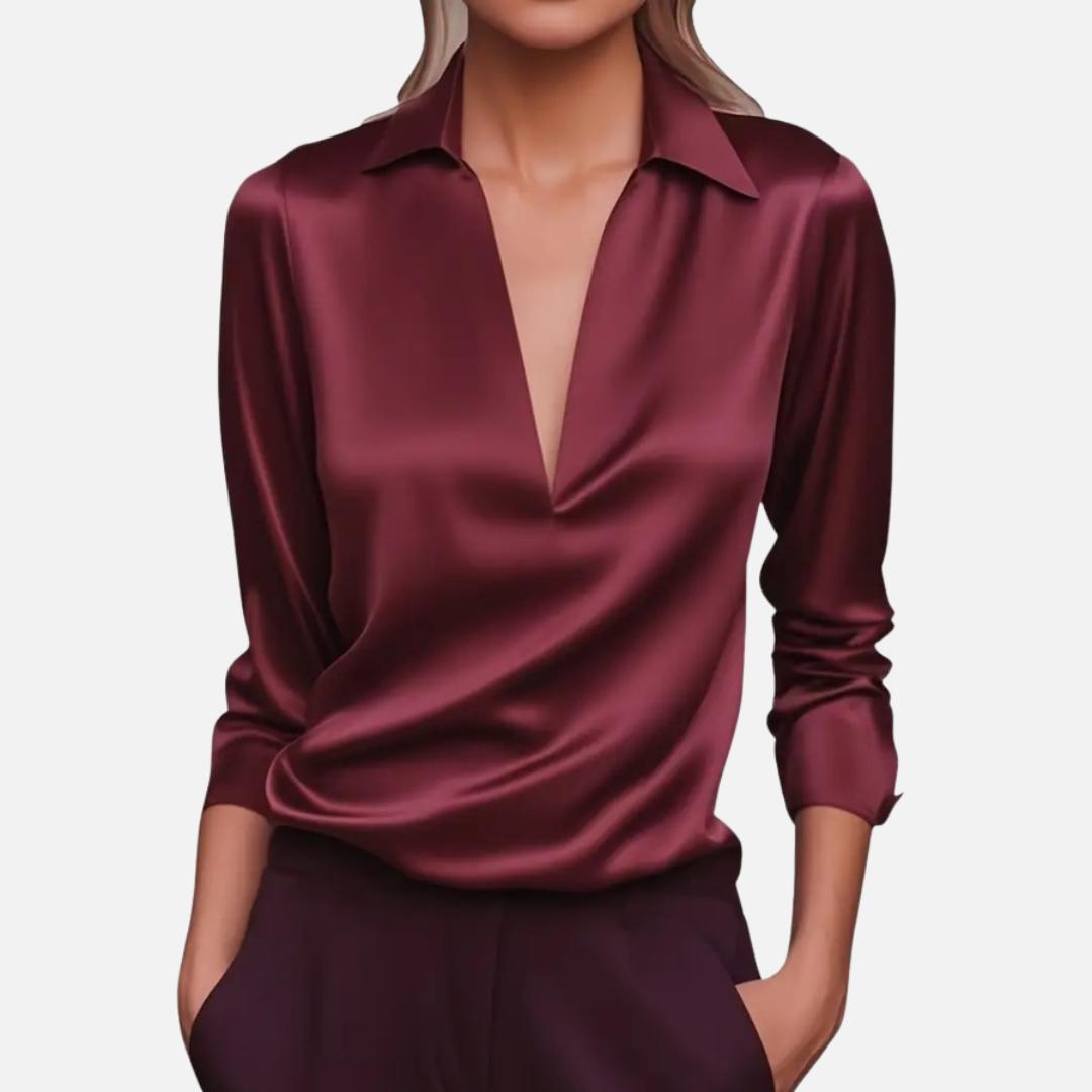 Women’s Elegant Draped Satin Blouse