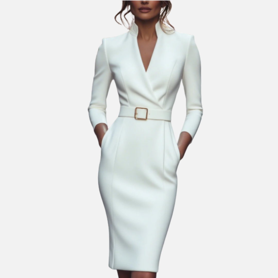 Women’s Belted Wrap Midi Dress