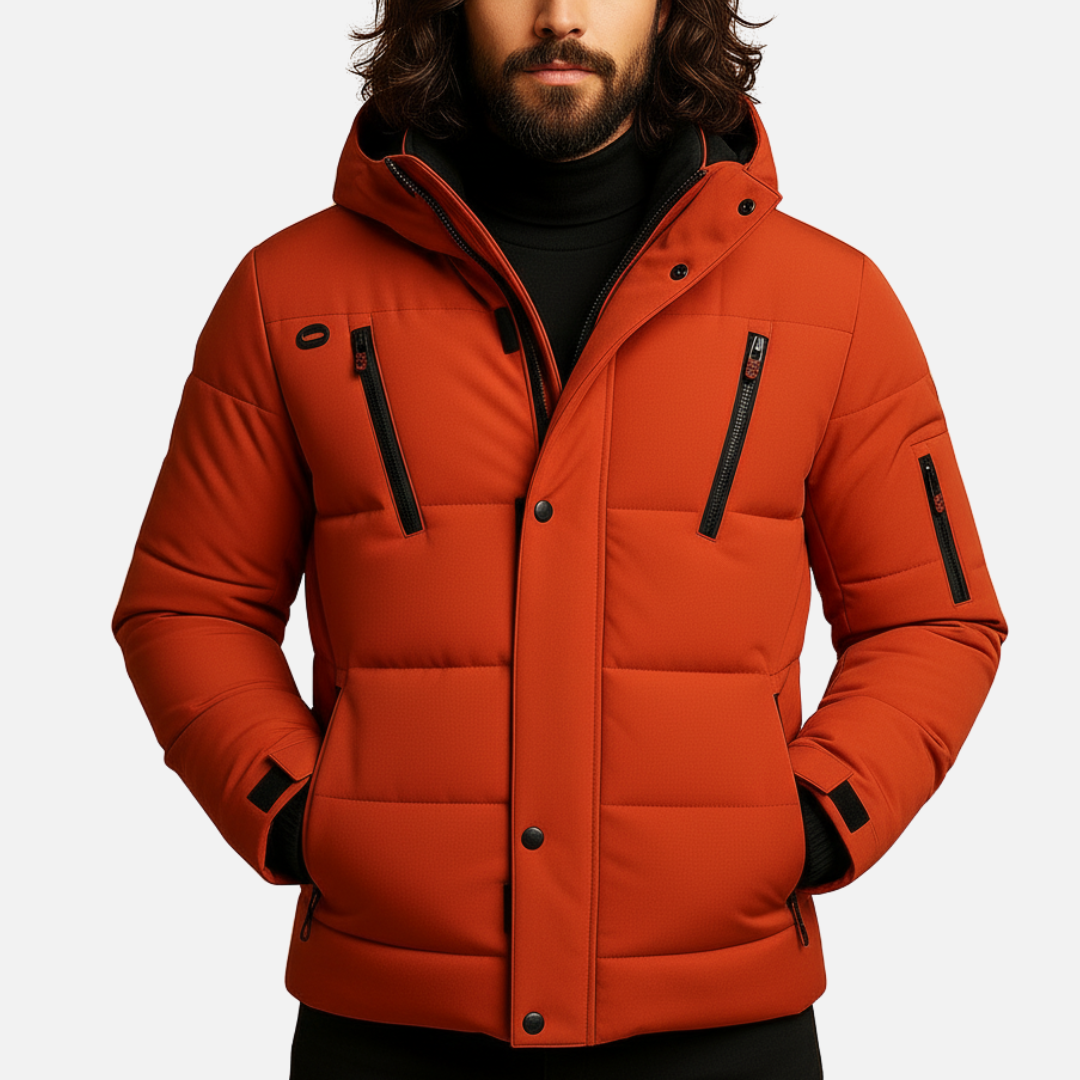 Men’s Waterproof Winter Puffer Jacket – Warm Insulated Hooded