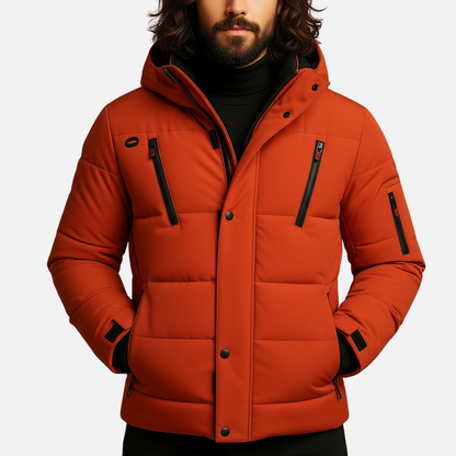 Men’s Waterproof Winter Puffer Jacket – Warm Insulated Hooded