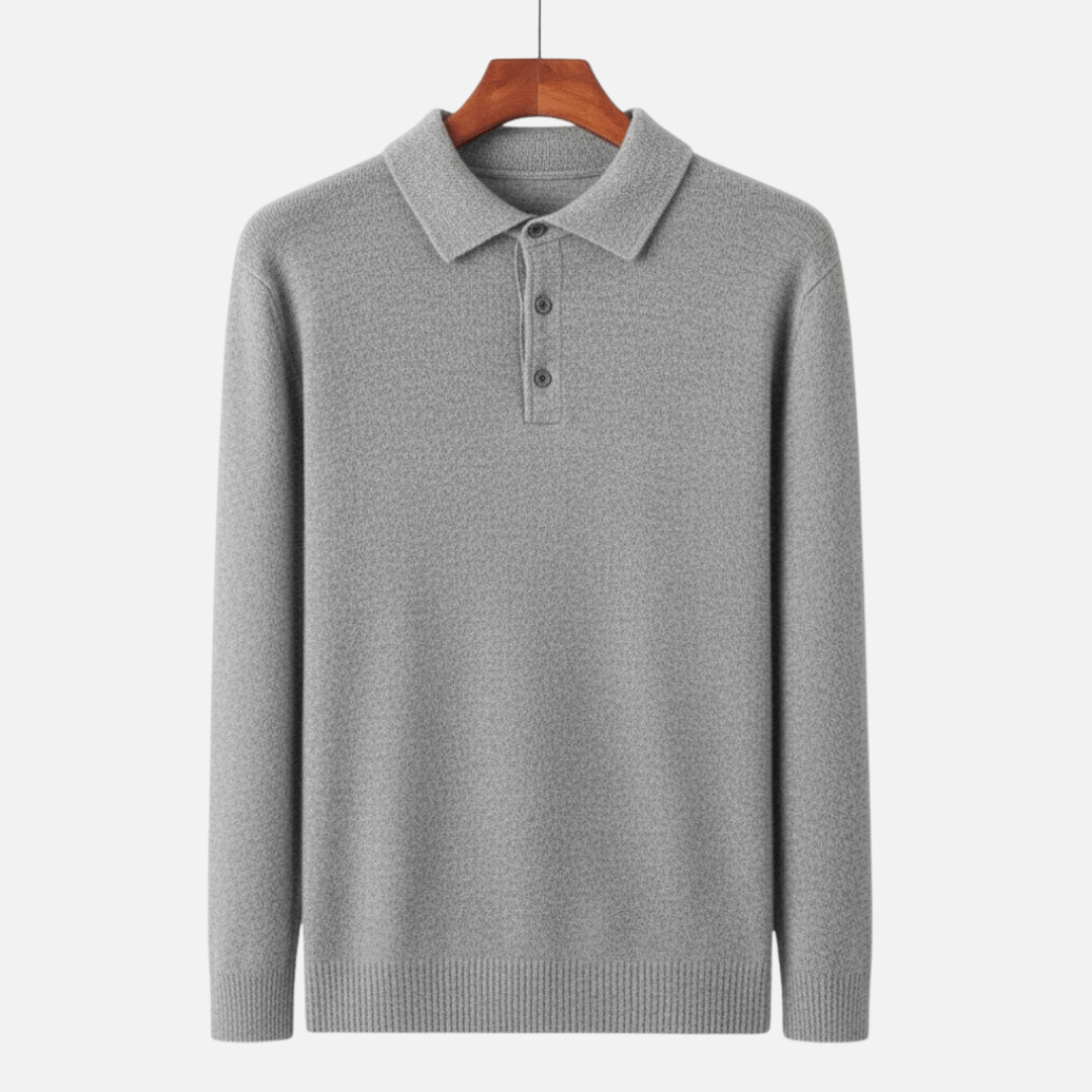 Long Sleeve Merino Wool Polo Jumper