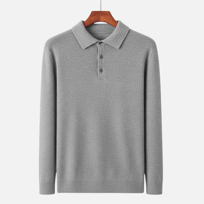 Long Sleeve Merino Wool Polo Jumper