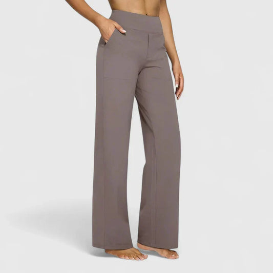 Women's High-Waisted Straight-Leg Pants with Pockets