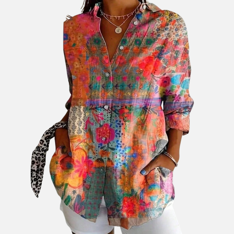 Women's Blouse – Floral Print, Button-Down
