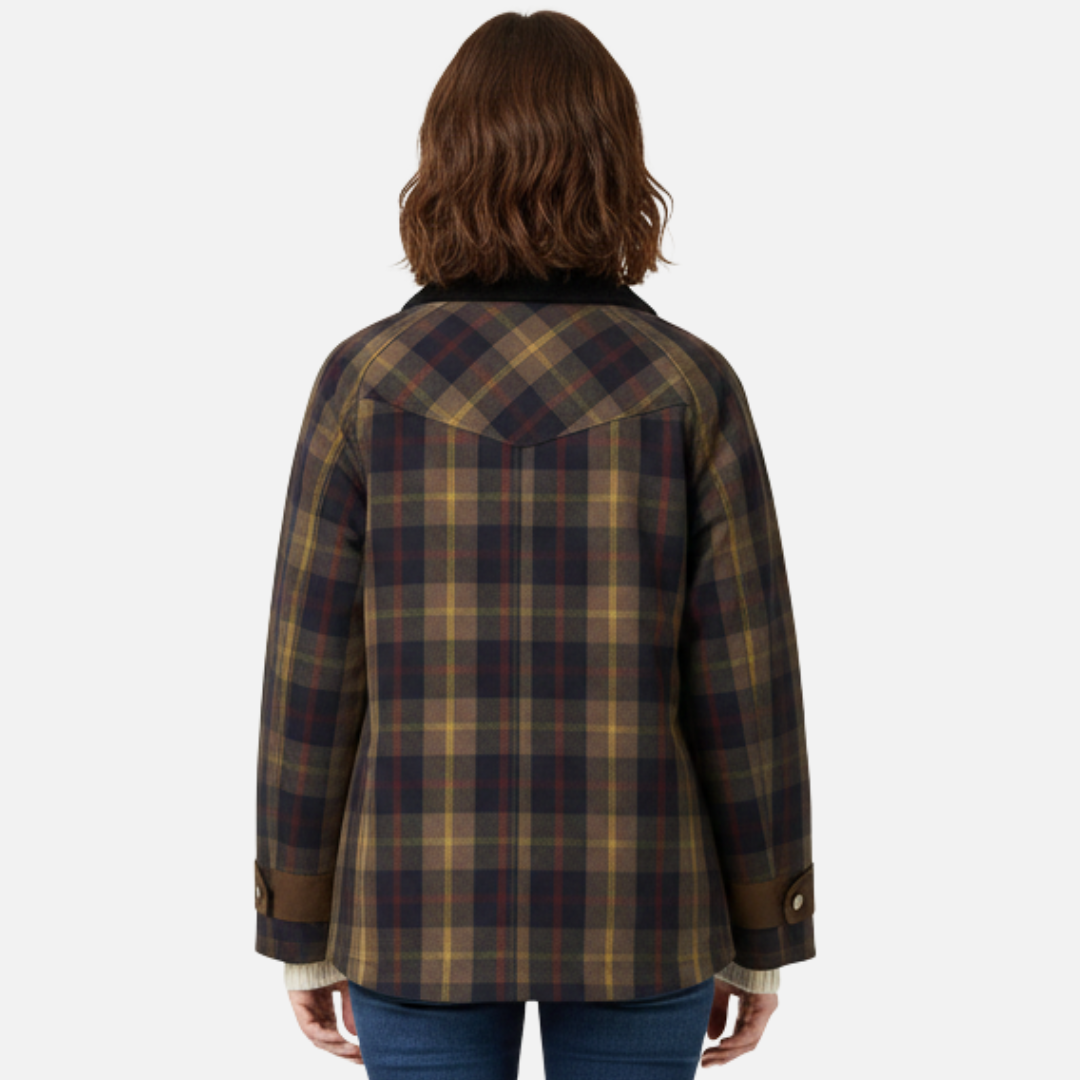 Women’s Warm Plaid Jacket with Collar