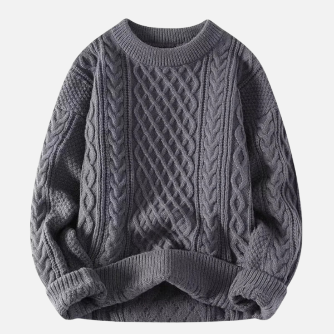 Men's Classic Cable Knit Sweater – Chunky Textured Pullover