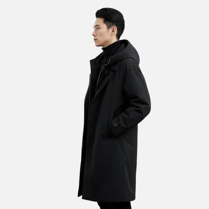 Men’s Long Trench Coat – Classic Waterproof Overcoat