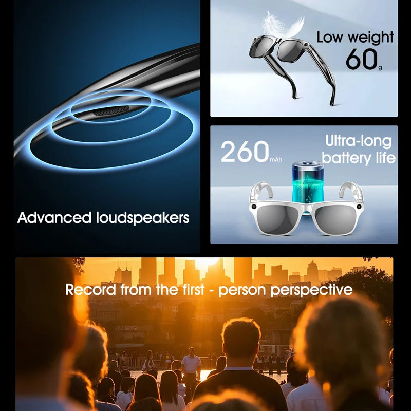 4K AI smart camera glasses photochromatic travel hands-free 5