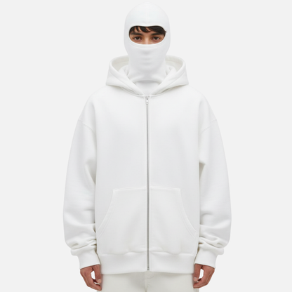 Men’s Full Zip Balaclava Hoodie – Streetwear Tech Fleece Jacket