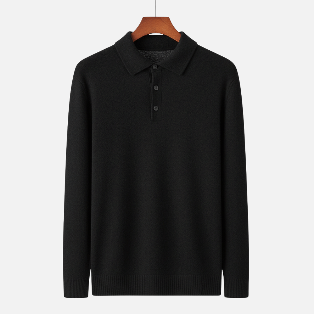 Long Sleeve Merino Wool Polo Jumper
