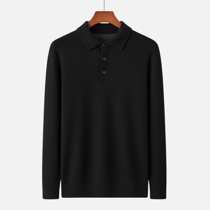 Long Sleeve Merino Wool Polo Jumper