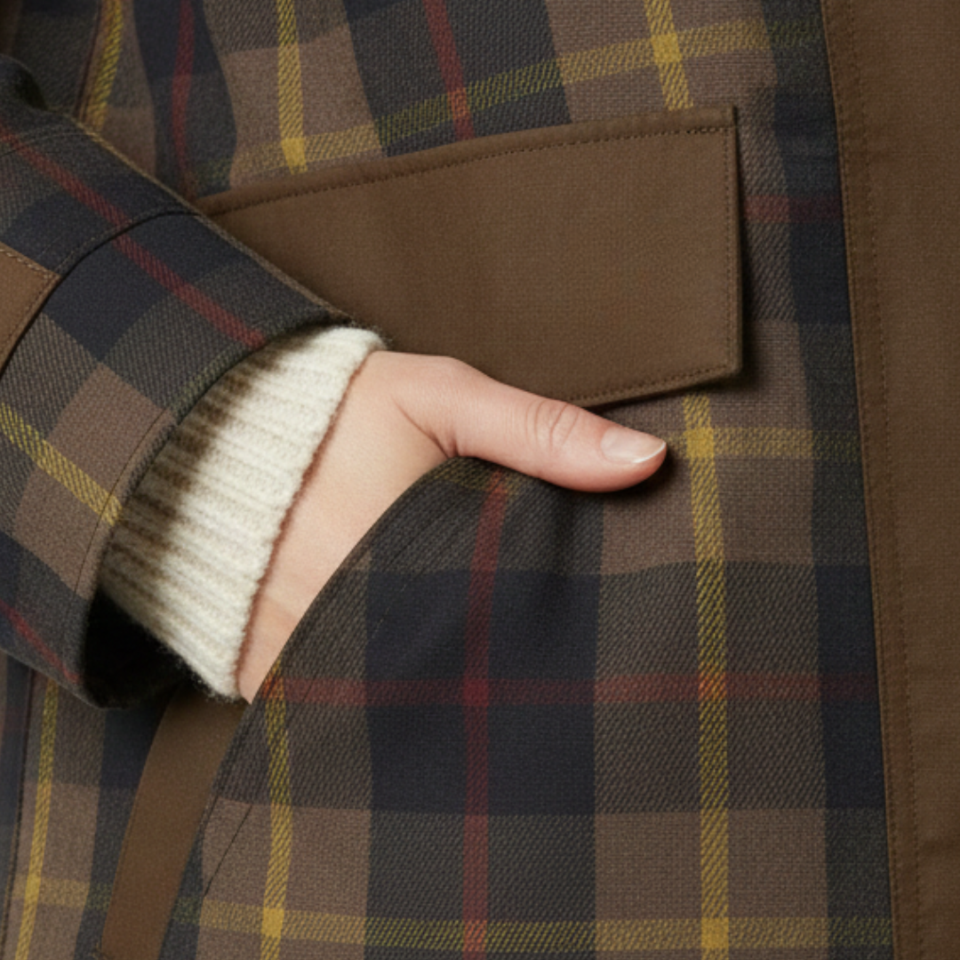 Women’s Warm Plaid Jacket with Collar