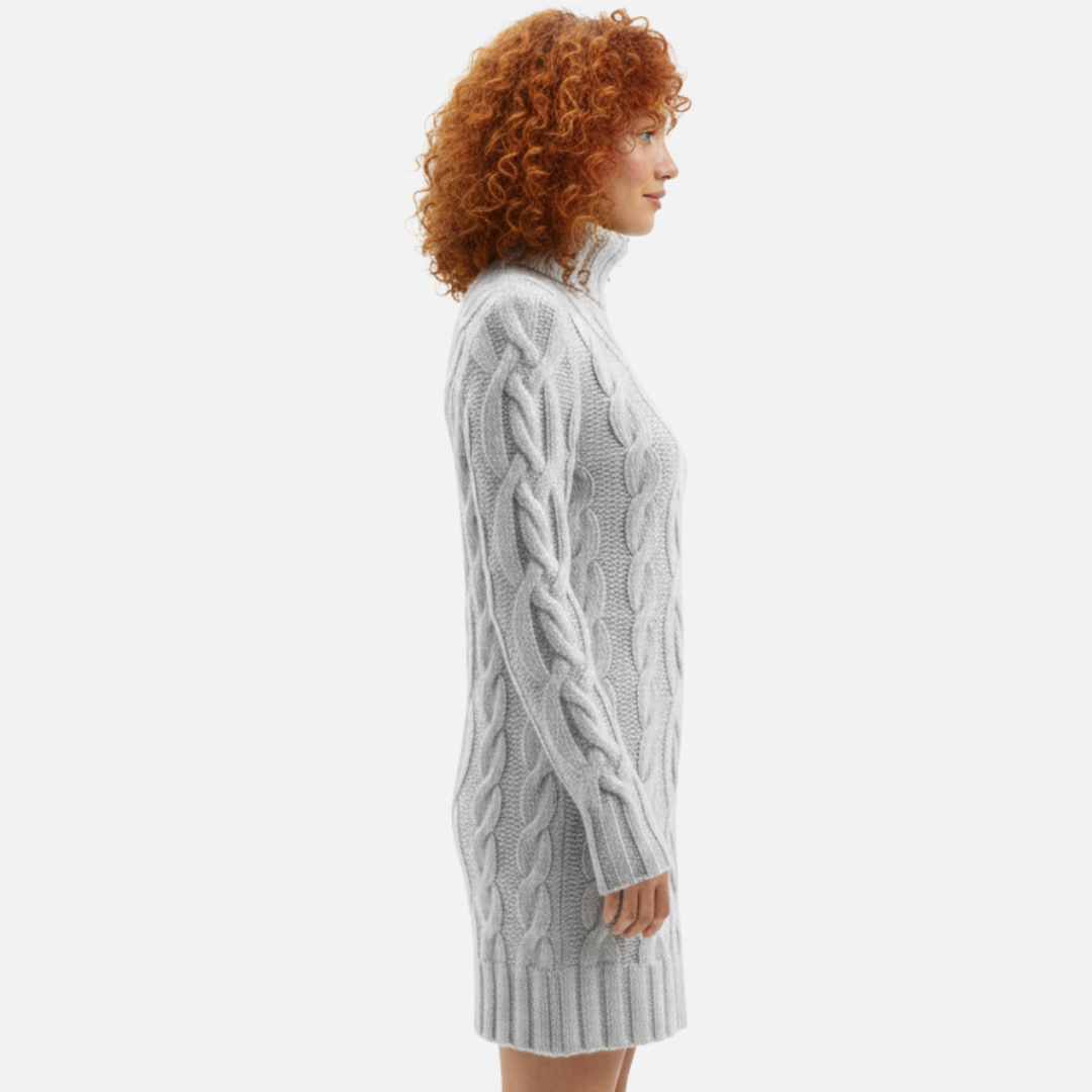 Women's Elegant Warm Cable Knit Sweater Dress