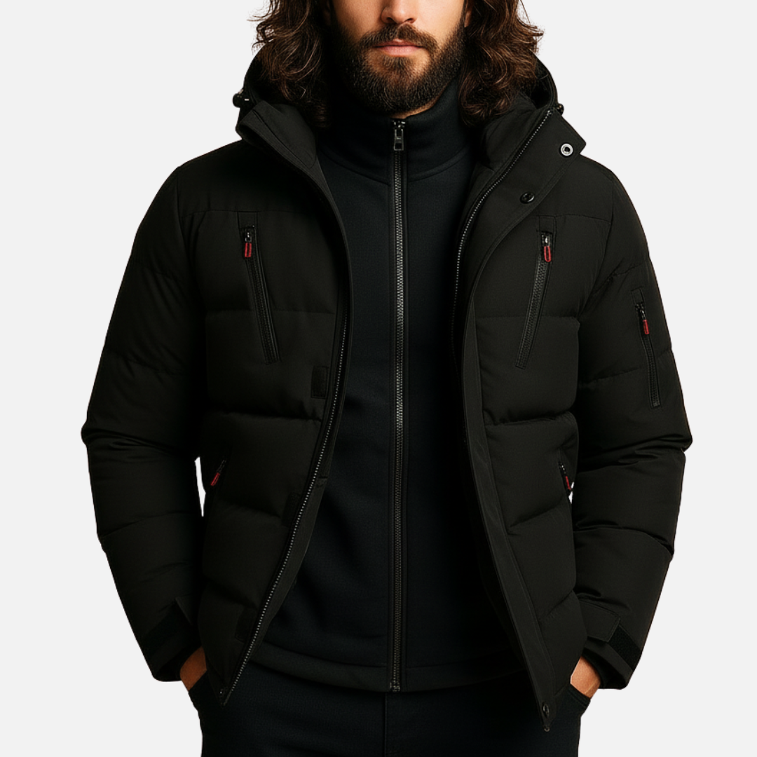 Men’s Waterproof Winter Puffer Jacket – Warm Insulated Hooded