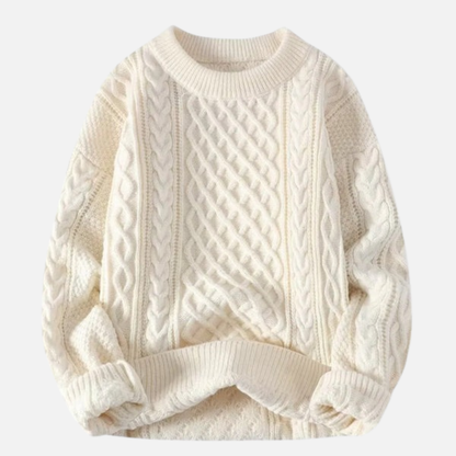 Men's Classic Cable Knit Sweater – Chunky Textured Pullover