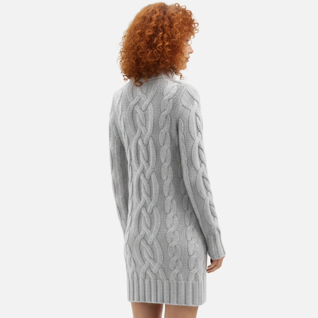 Women's Elegant Warm Cable Knit Sweater Dress