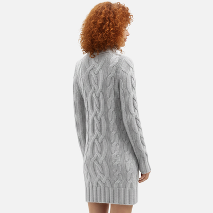 Women's Elegant Warm Cable Knit Sweater Dress