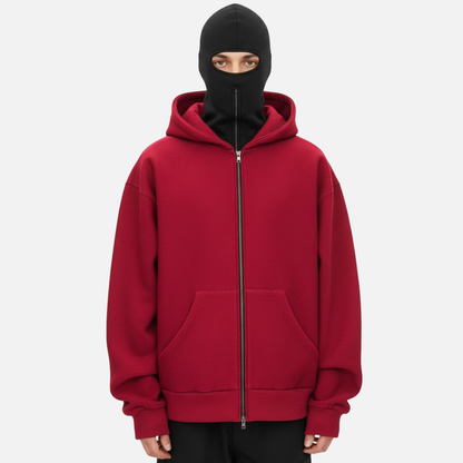 Men’s Full Zip Balaclava Hoodie – Streetwear Tech Fleece Jacket